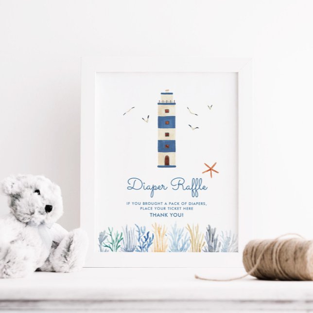 Póster Rótulo de faro Nautical Baby Shower Diaper Raffle (Subido por el creador)