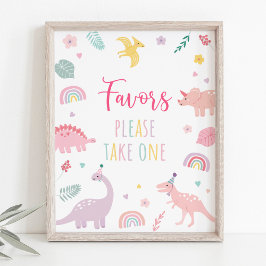 Póster Rótulo de Favor del Cumpleaños de los Dinosaurios 