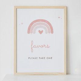Póster Rótulo de Favor Rosa de Arcoiris Simple