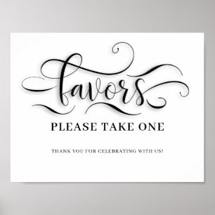 Póster Rótulo De Favores De Boda Por Favor Tome Uno