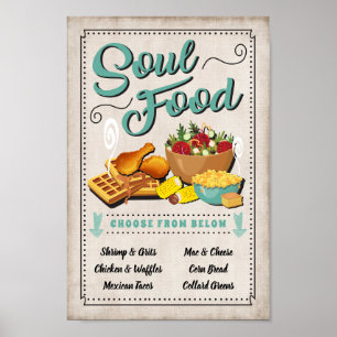 Póster Rótulo de Fiesta de alimentos Soul
