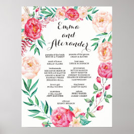 Póster Rótulo de fiesta de boda floral / signo de bienven