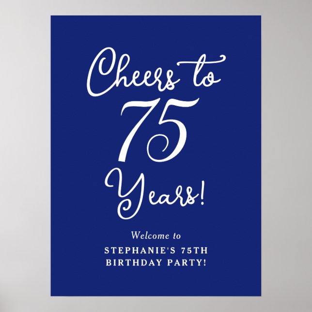 Póster Rótulo de fiesta de cumpleaños de 75 años de la Ma (Frente)