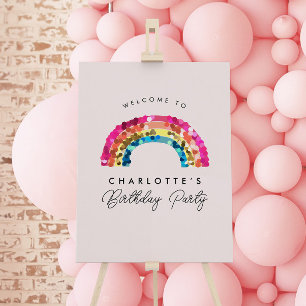 Póster Rótulo de fiesta de cumpleaños de Cute Sparkly Seq