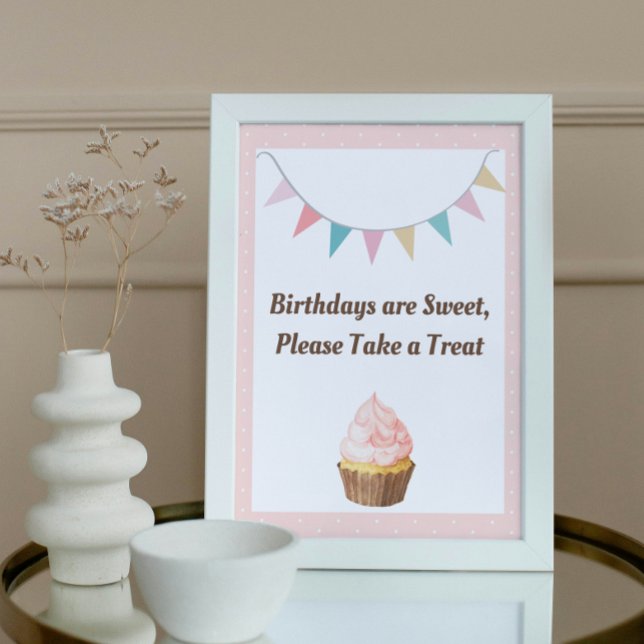Póster Rótulo de fiesta de cumpleaños del pastel rosa (Subido por el creador)