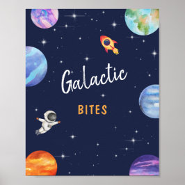 Póster Rótulo de fiesta de cumpleaños del tema espacial d