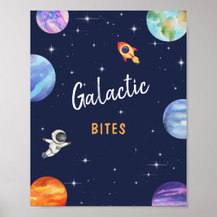 Póster Rótulo de fiesta de cumpleaños del tema espacial d