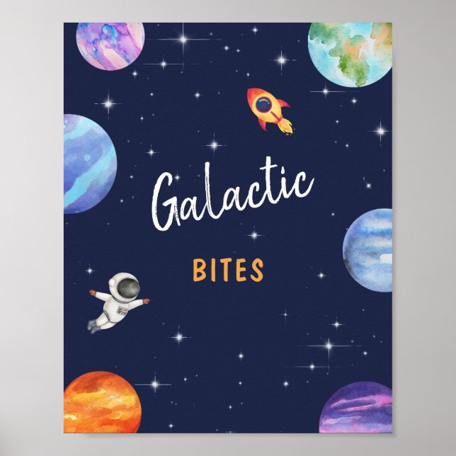 Póster Rótulo de fiesta de cumpleaños del tema espacial d (Frente)