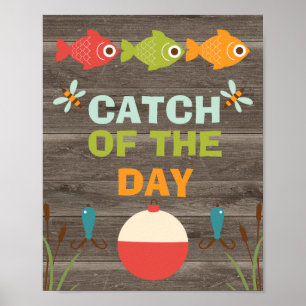 Póster Rótulo de Fiesta de Cumpleaños Temática de Pesca 8