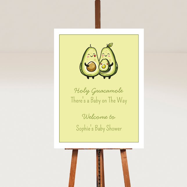 Póster Rótulo de Fiesta de la sagrada Guacamole (Avocado Baby Shower Party Sign)