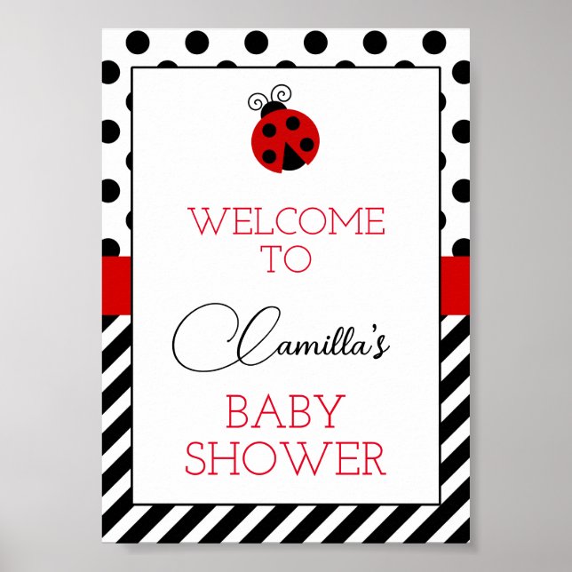 Póster Rótulo de Fiesta de Ladybug de Personalizado edita (Frente)