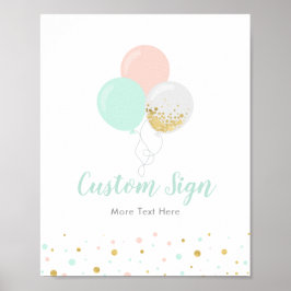 Póster Rótulo de Fiesta de Personalizado Baby Shower rosa