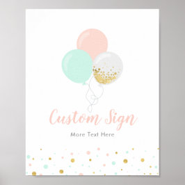 Póster Rótulo de Fiesta de Personalizado Baby Shower rosa