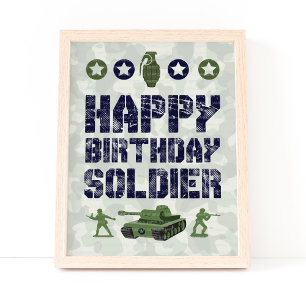 Póster Rótulo de Fiesta militar militar de cumpleaños fel