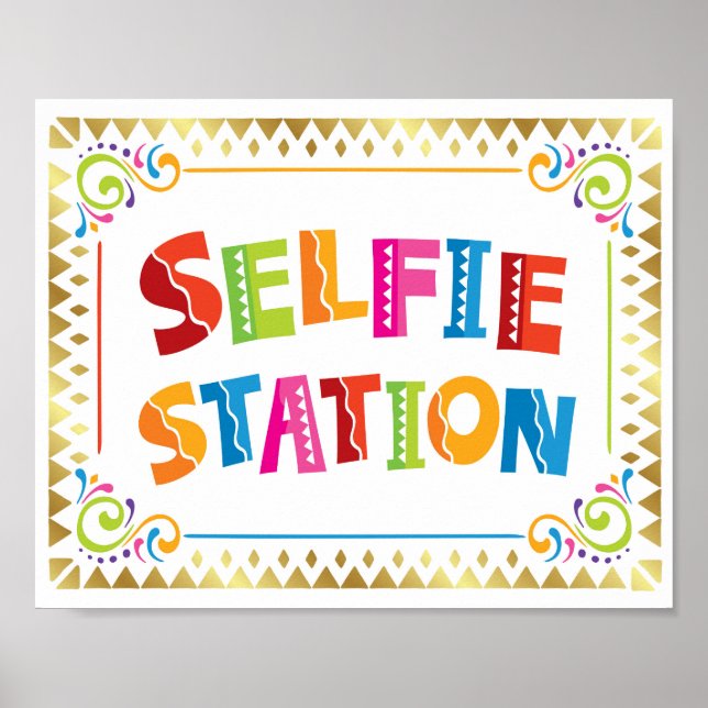 Póster RÓTULO de Fiesta SELFIE STATION Fiesta Imprimir (Frente)