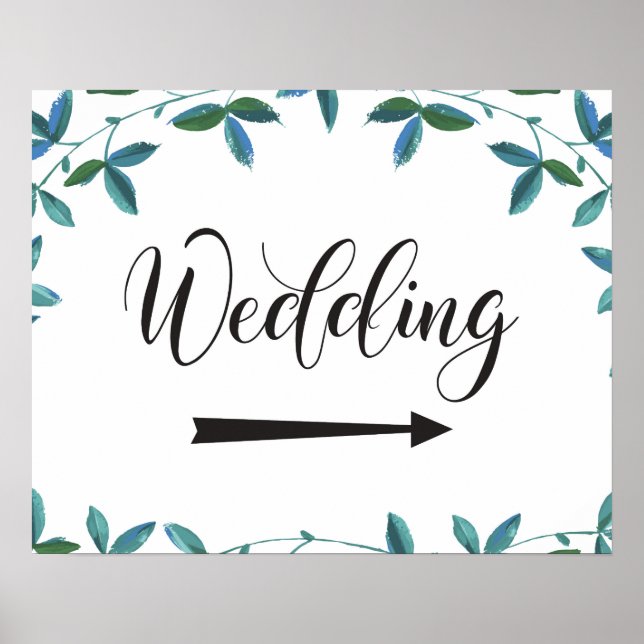 Póster Rótulo de flecha derecha de dirección boda (Frente)