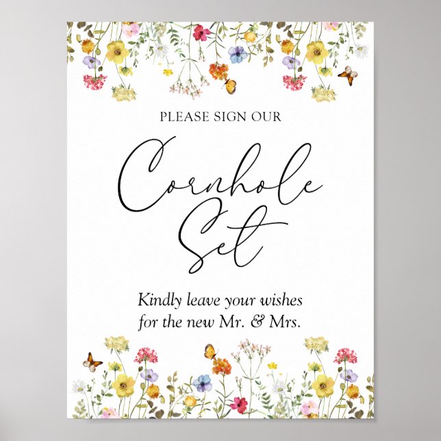 Póster Rótulo de Flor Silvestre  Nuestro Rótulo Boda jueg (Frente)