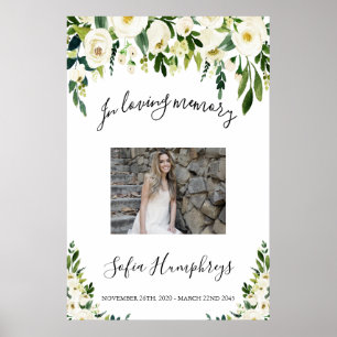 Póster Rótulo De Floral Blanca, Rótulo De Fotos