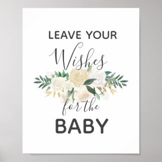 Póster Rótulo de flores de Baby Shower para bebés