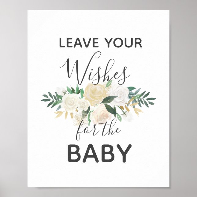 Póster Rótulo de flores de Baby Shower para bebés (Frente)