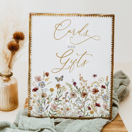 Póster Rótulo de flores del jardín de flores silvestres d