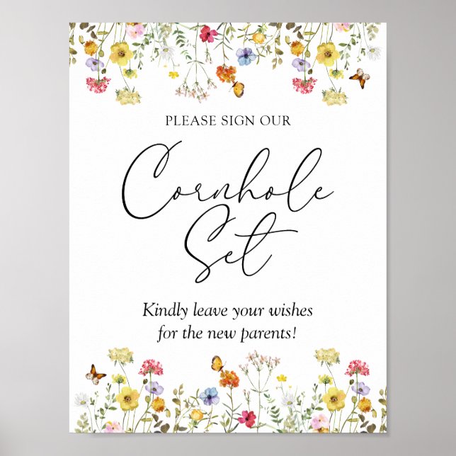 Póster Rótulo de flores silvestres Nuestro Rótulo Baby Sh (Frente)