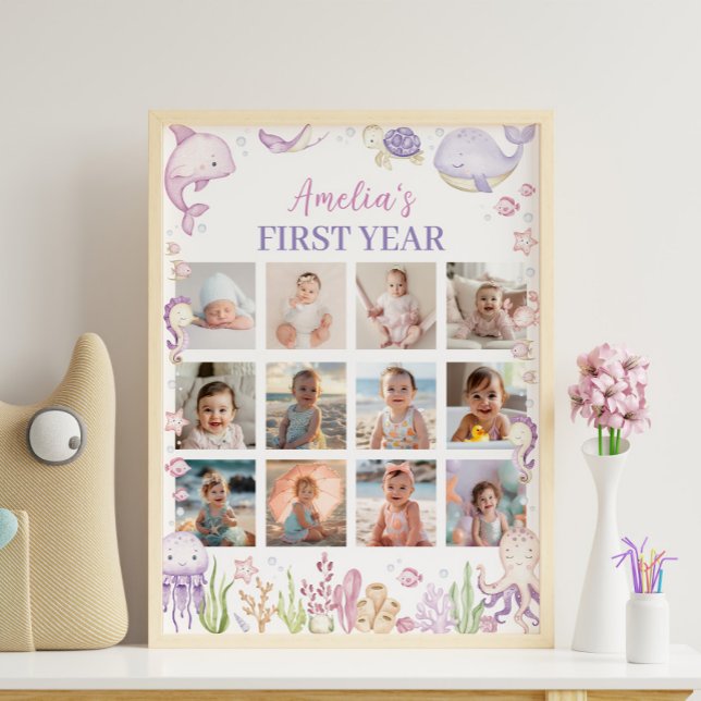 Póster Rótulo de foto de cumpleaños "Pink Under Sea" (Subido por el creador)