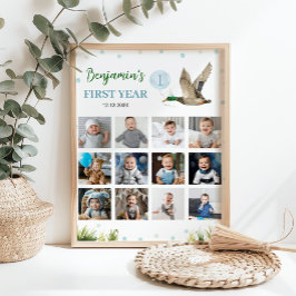 Póster Rótulo de foto de primer año del niño del pato afo