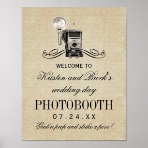 Póster Rótulo de fotobatón de Boda rústico de cámara de v