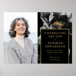 Póster Rótulo De Fotos De Black Gold Funeral De La Celebr