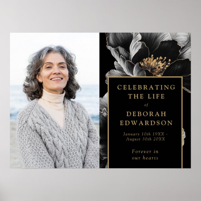 Póster Rótulo De Fotos De Black Gold Funeral De La Celebr (Frente)