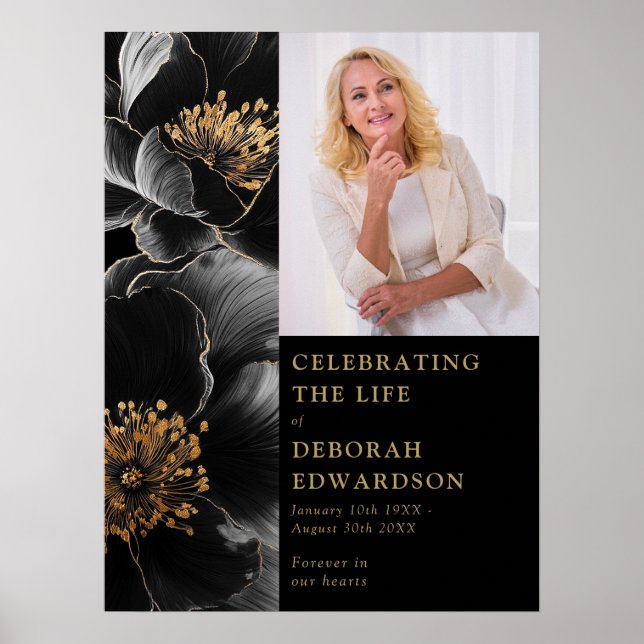 Póster Rótulo De Fotos De Black Gold Funeral De La Celebr (Frente)