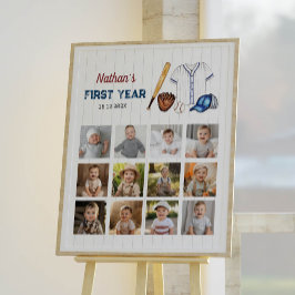 Póster Rótulo de Fotos de Cumpleaños de Béisbol