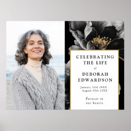 Póster Rótulo De Fotos De Floral Funeral De La Vida