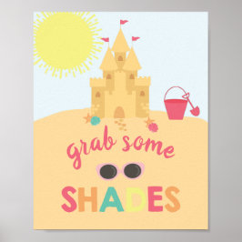 Póster Rótulo de gafas de sol de cumpleaños de playa