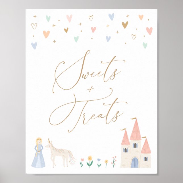 Póster Rótulo de golosinas y golosinas de la fiesta de cu (Frente)