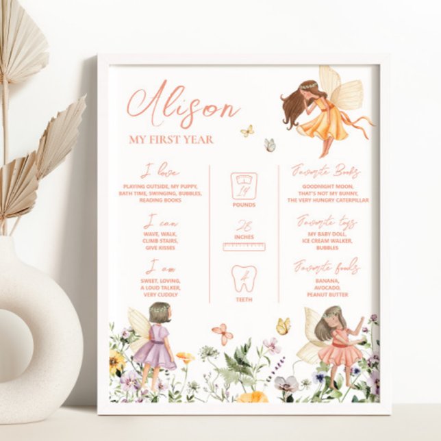 Póster Rótulo de hadas de primer cumpleaños (Subido por el creador)