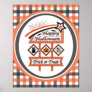 Póster Rótulo de Halloween retro vintage - Trick o trenza
