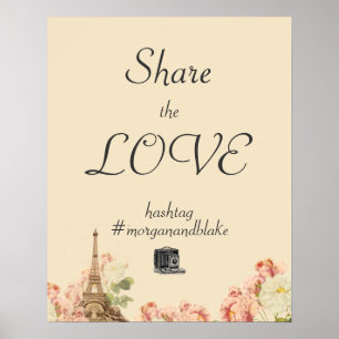 Póster Rótulo de hashtag romántico rosa rosa rosado de Pa