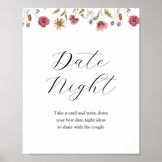 Póster Rótulo de Idea de la noche de la flor silvestre (Frente)