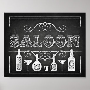 Póster Rótulo de impresión/SALOON de Fiesta de estilo de 