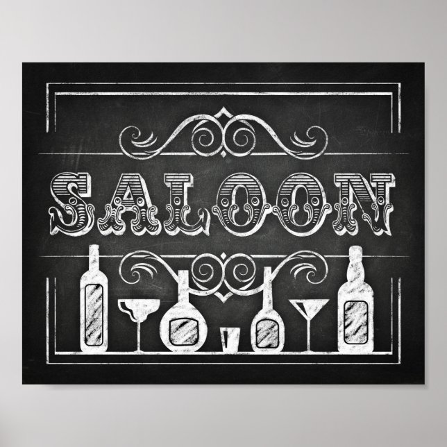 Póster Rótulo de impresión/SALOON de Fiesta de estilo de  (Frente)