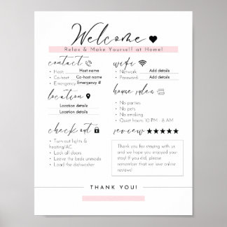 Póster Rótulo de información esencial de Airbnb - Reglas