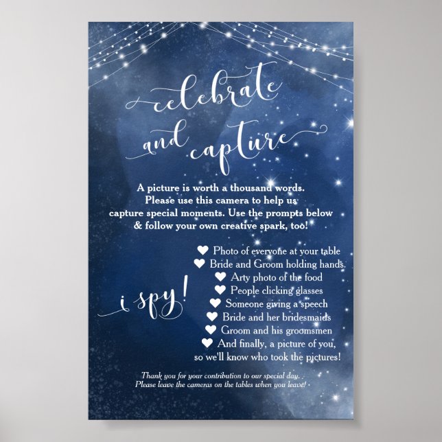 Póster Rótulo de instrucciones de la cámara desechable de (Frente)