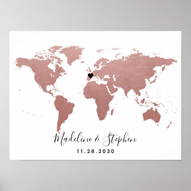 Póster Rótulo De Invitado Del Tema De Viajes En El Boda M (Frente)