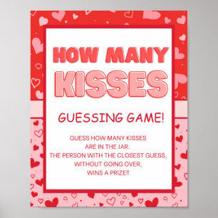 Póster Rótulo de juego de adivinación de besos el día de 
