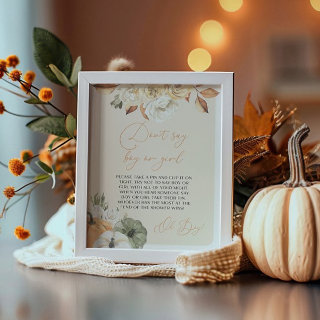 Póster Rótulo de juego de Baby Shower de calabaza (Subido por el creador)