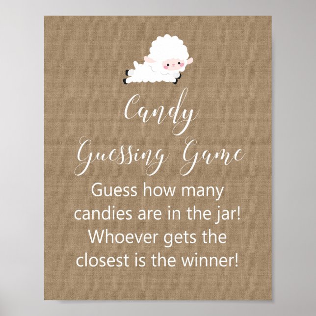 Póster Rótulo de juego de Little Lamb Baby Shower (Frente)
