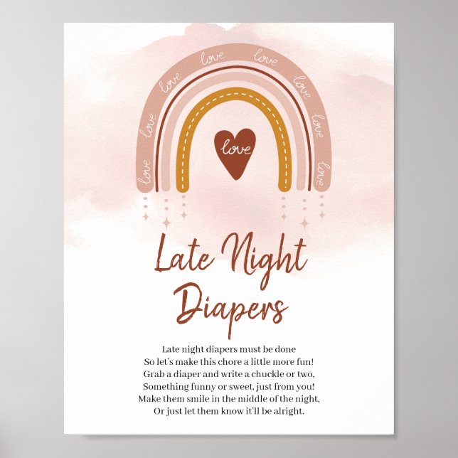 Póster Rótulo de juego de los "Diapers nocturnos" del boh (Frente)