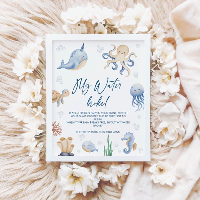Póster Rótulo de juego Ocean Baby Shower My Water Broke (Subido por el creador)